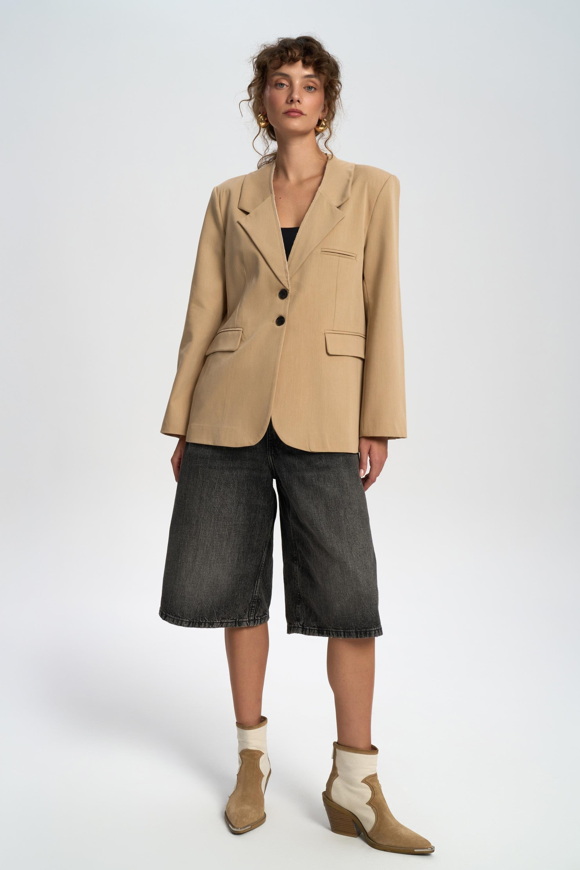 Volda Collar Detailed Taupe Blazer