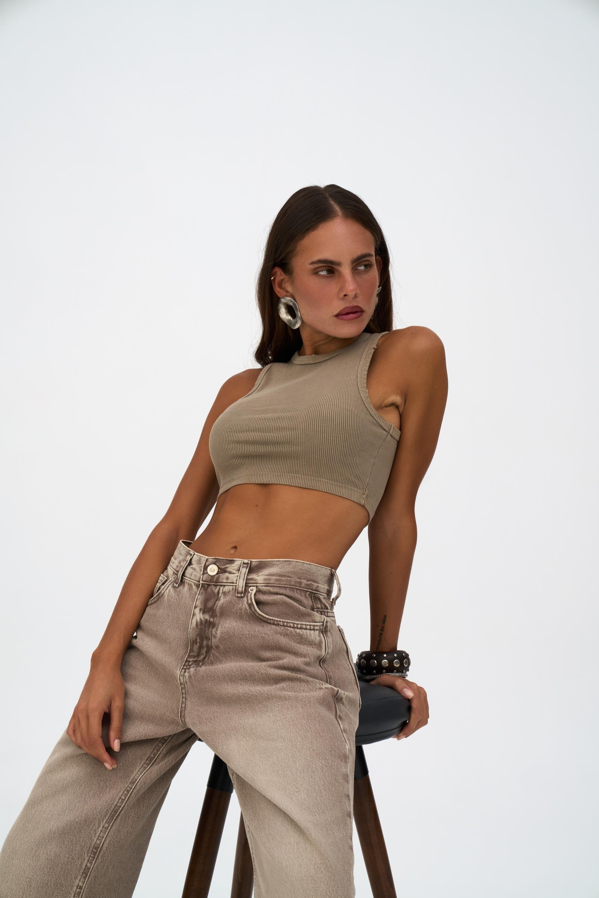 Volme Washed Brown Jean Pants