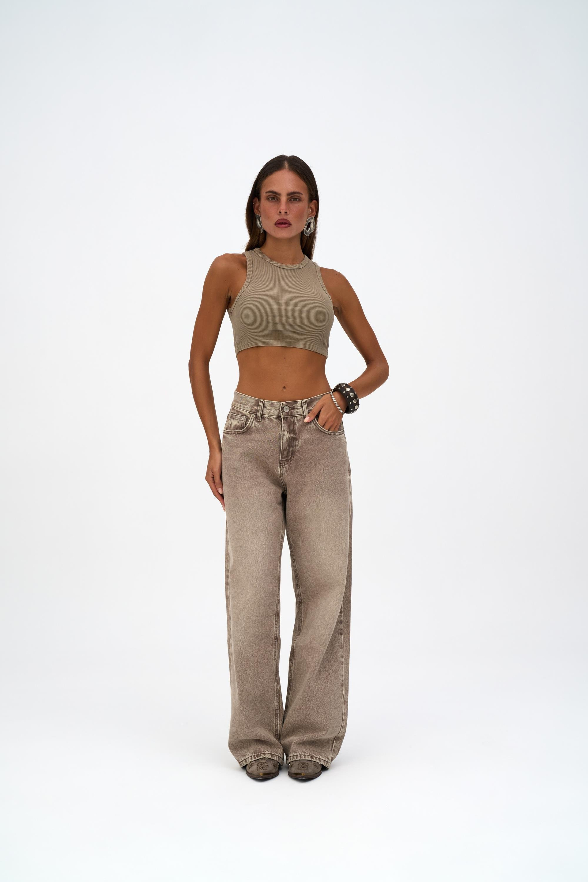 Volme Washed Brown Jean Pants