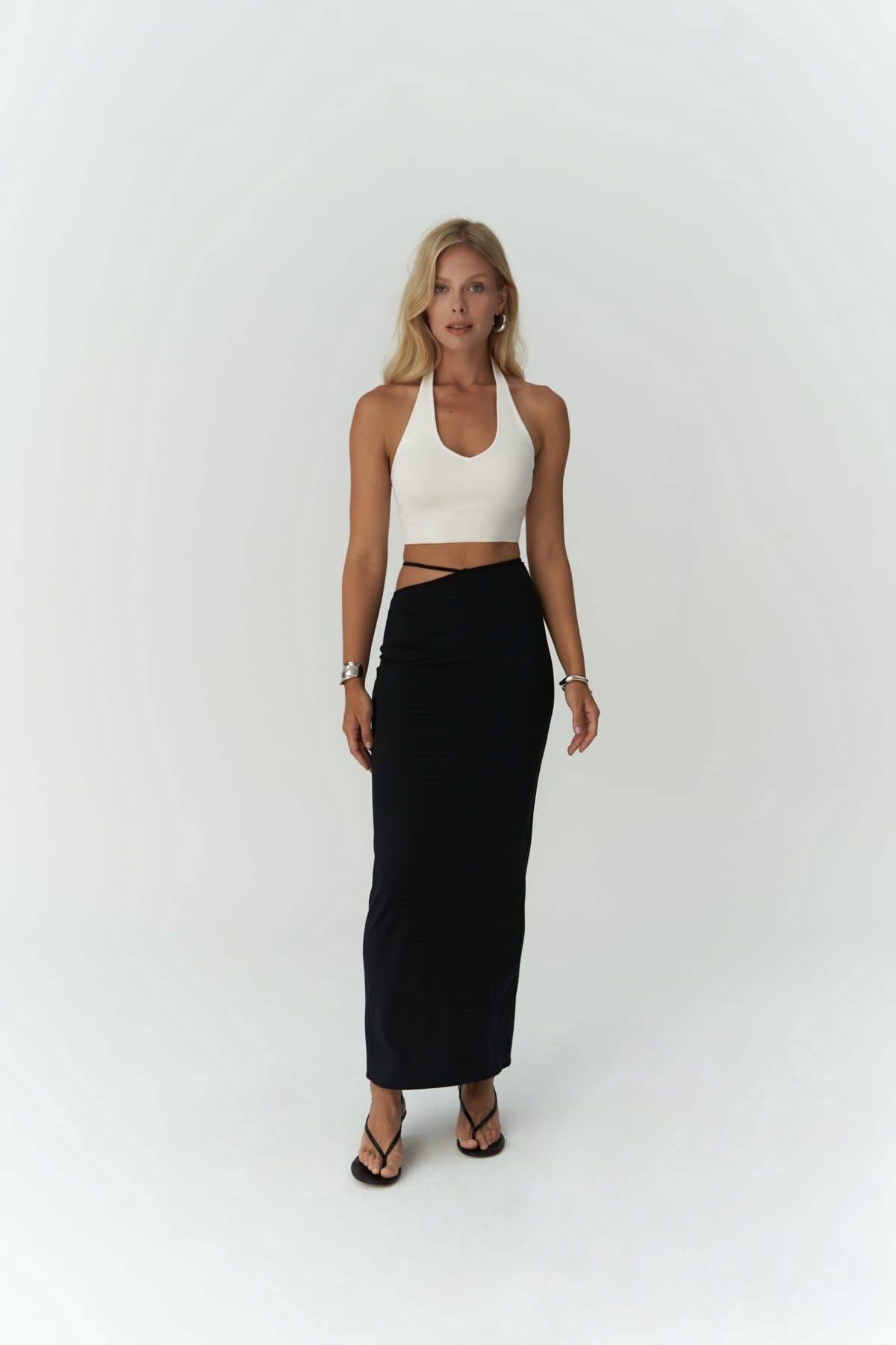 Willy Black Long Skirt with Rope Detail