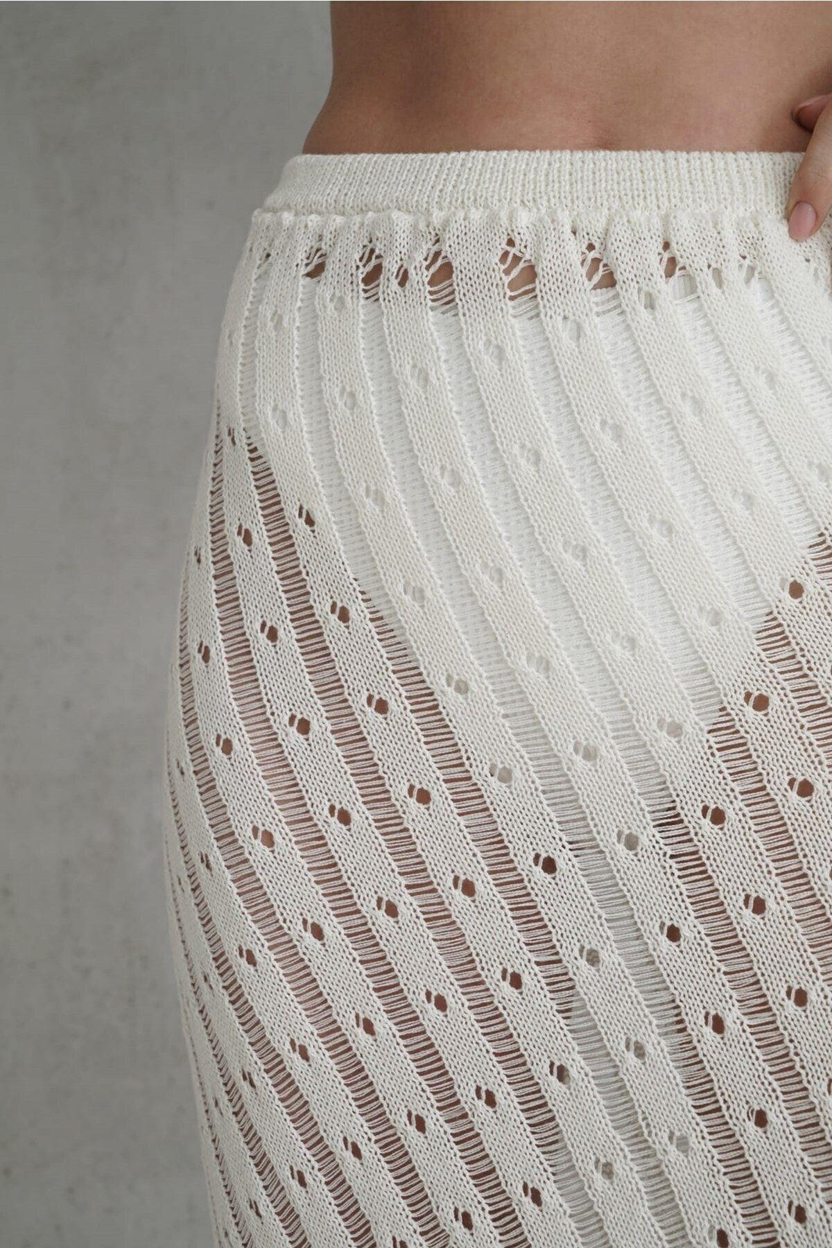 Yolanda Ecru Knit Skirt