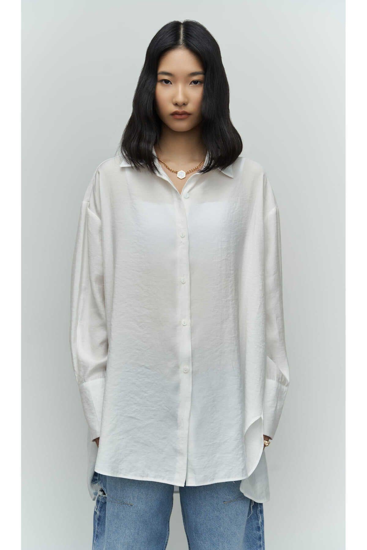Zaria Beyaz Oversize Gömlek