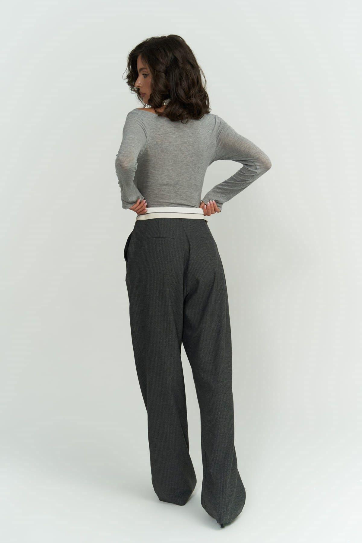 Zelmira Reversed Waistband Dark Gray Pants