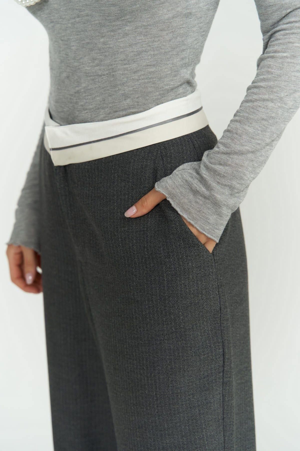 Zelmira Reversed Waistband Dark Gray Pants