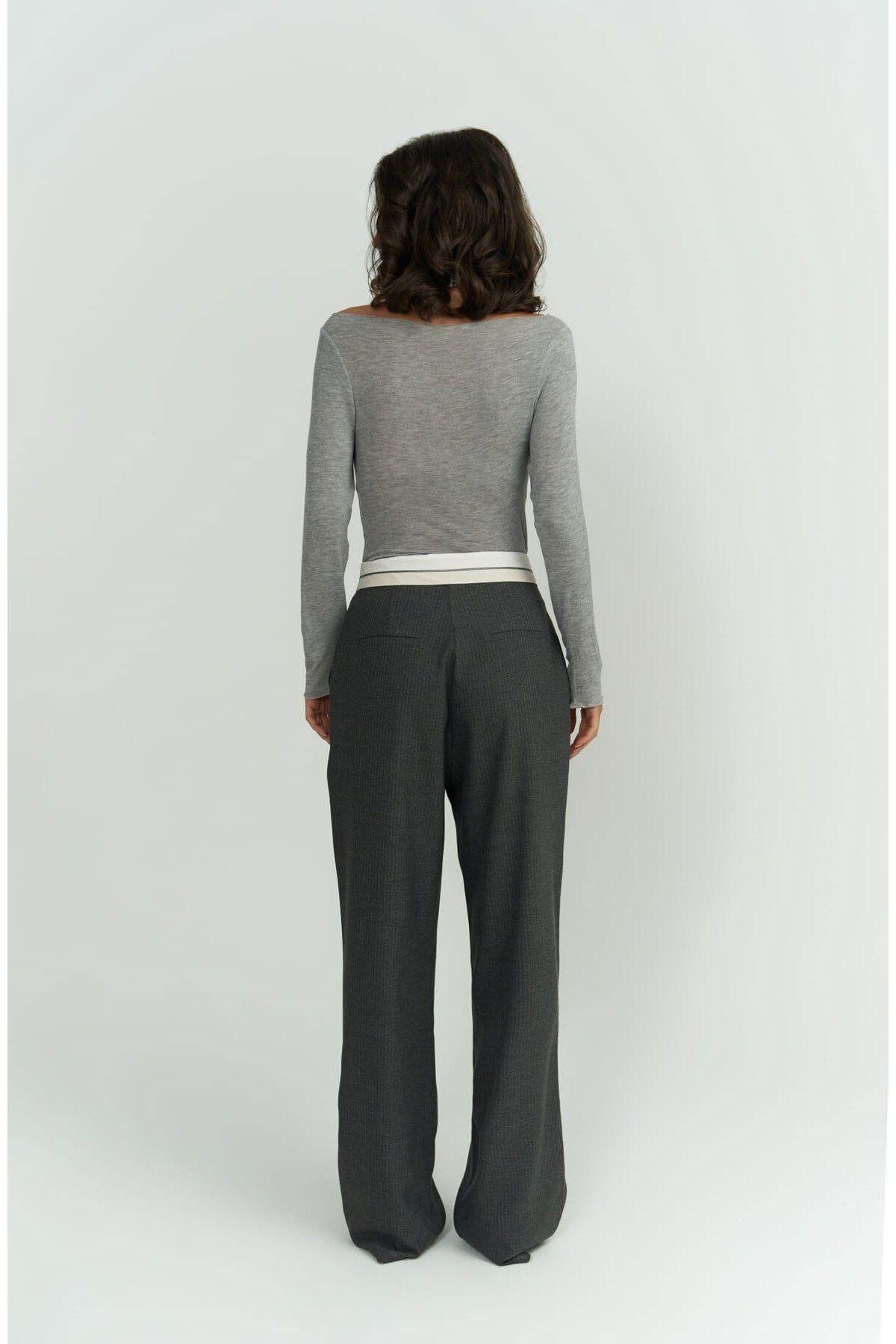 Zelmira Reversed Waistband Dark Gray Pants