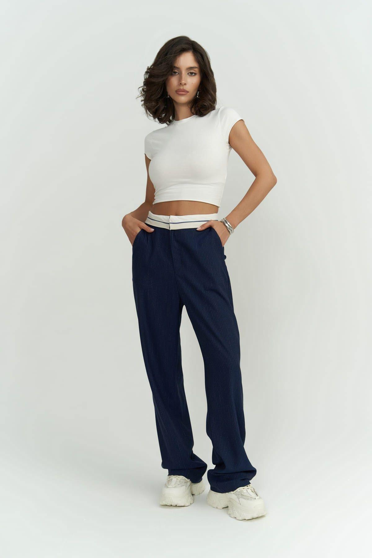 Zelmira Ters Kemer İndigo Pantolon