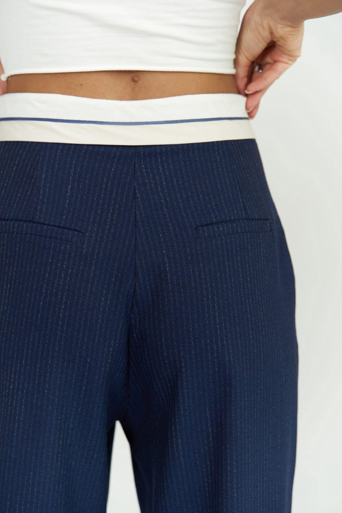 Zelmira Ters Kemer İndigo Pantolon