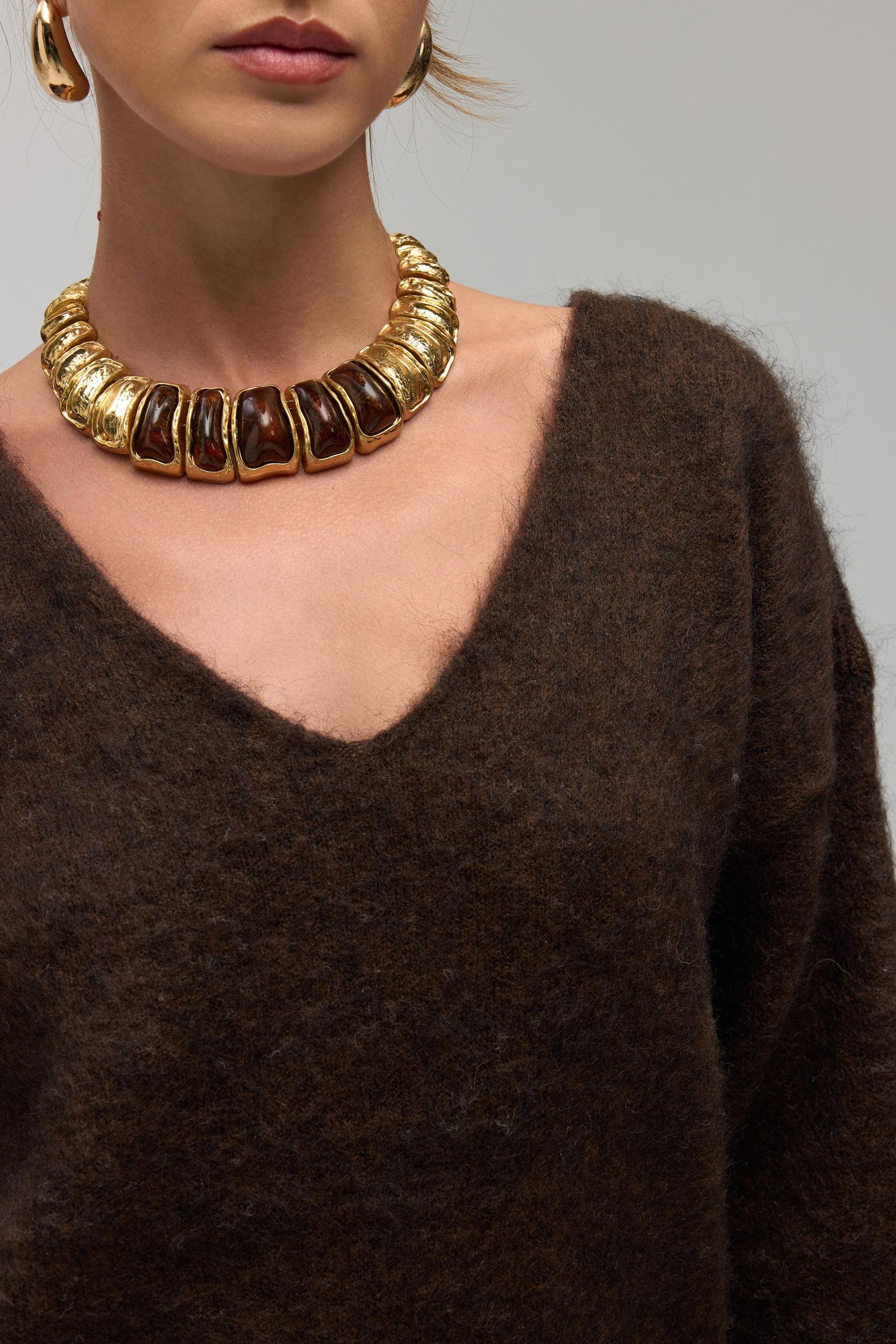 Zerium Basic V Yaka Kahve Triko Kazak