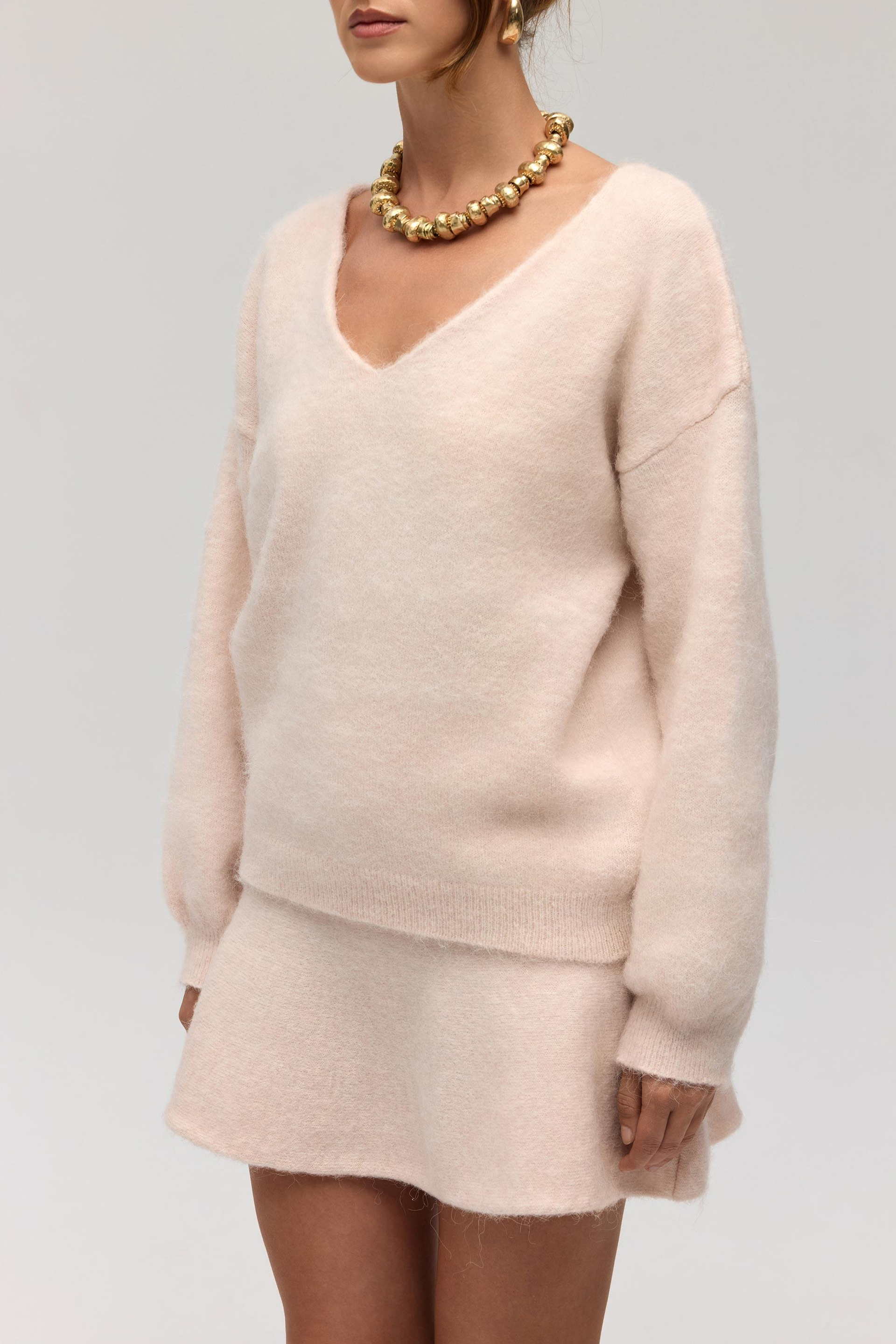 Zerium Basic V Yaka Pembe Triko Kazak