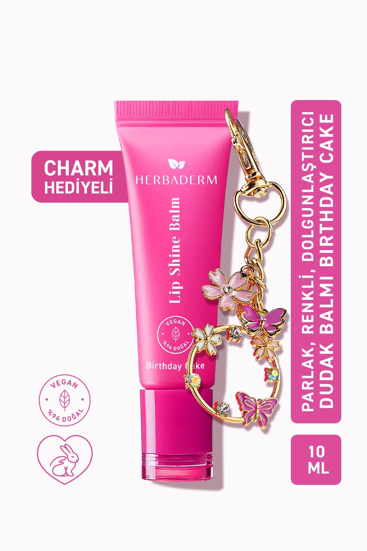 Parlatıcı, Dolgunlaştırıcı, Onarıcı Vegan Dudak Balmı, Meyveli Pasta Aromalı 10 ml