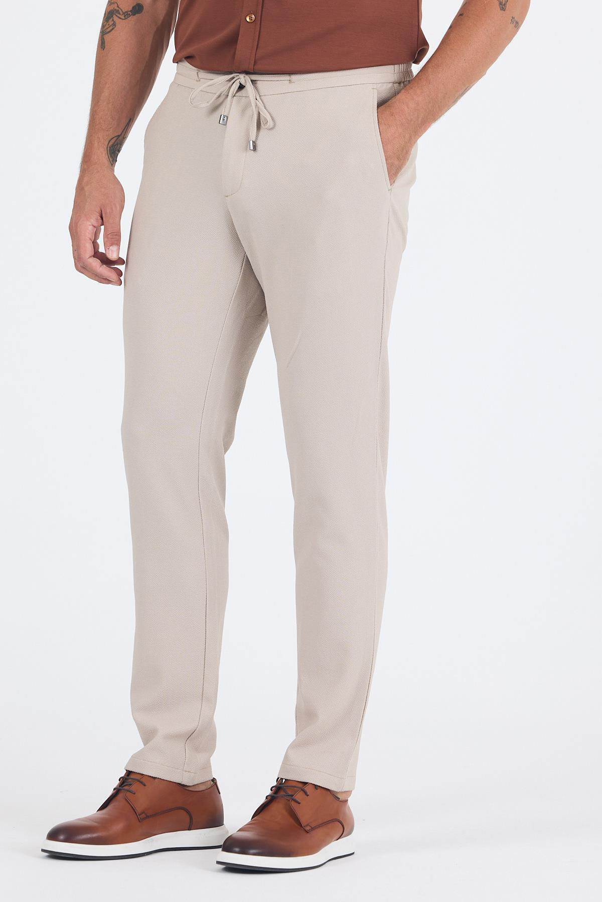 Bej Esnek Lastikli Yandan Cepli Casual Comfort Fit Jogger Pantolon 1003250210