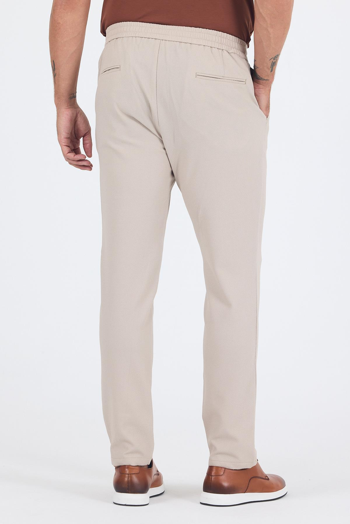 Bej Esnek Lastikli Yandan Cepli Casual Comfort Fit Jogger Pantolon 1003250210