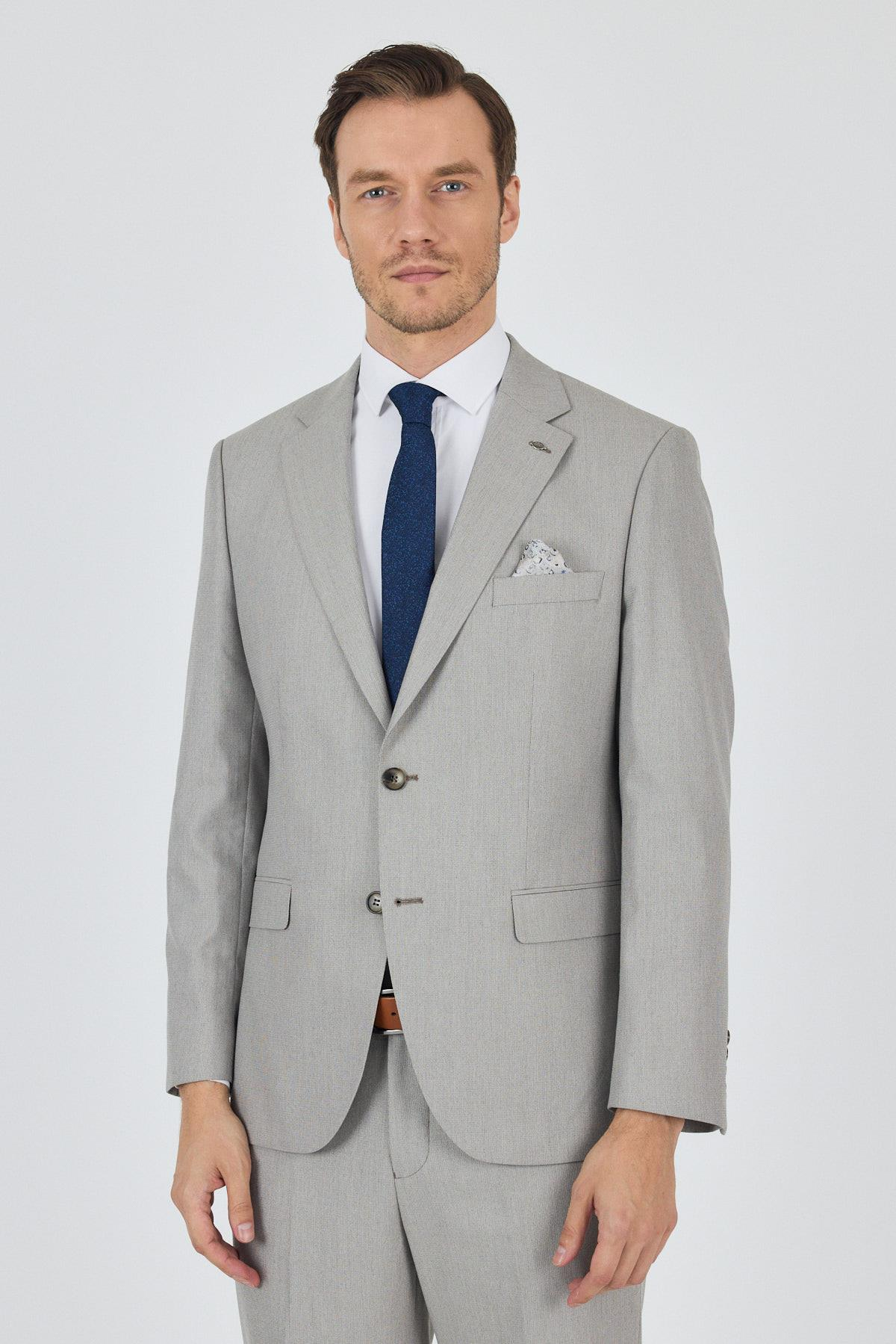Bej Mono Yaka 6 Drop Comfort Fit Tam Astar Esnek Takım Elbise 1001250161