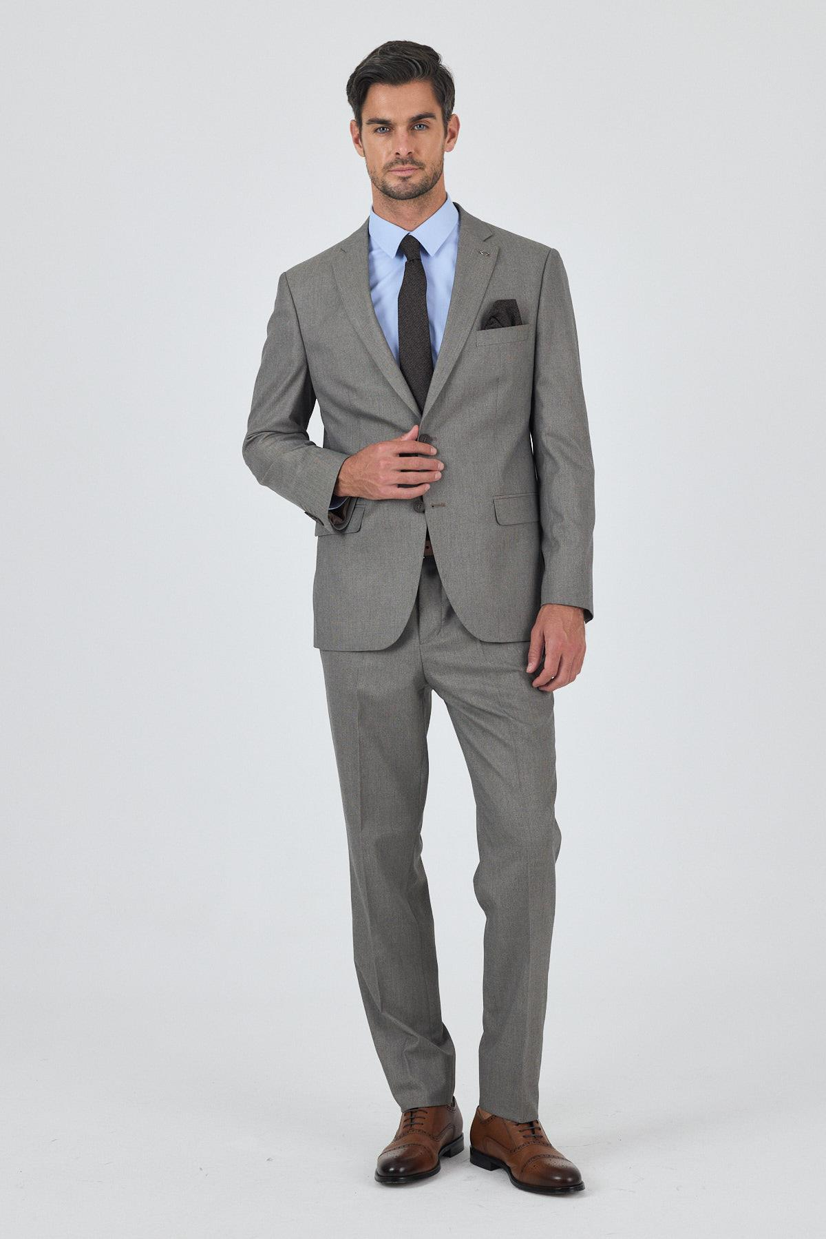 Bej Mono Yaka 6 Drop Comfort Fit Tam Astar Esnek Takım Elbise 1001250152