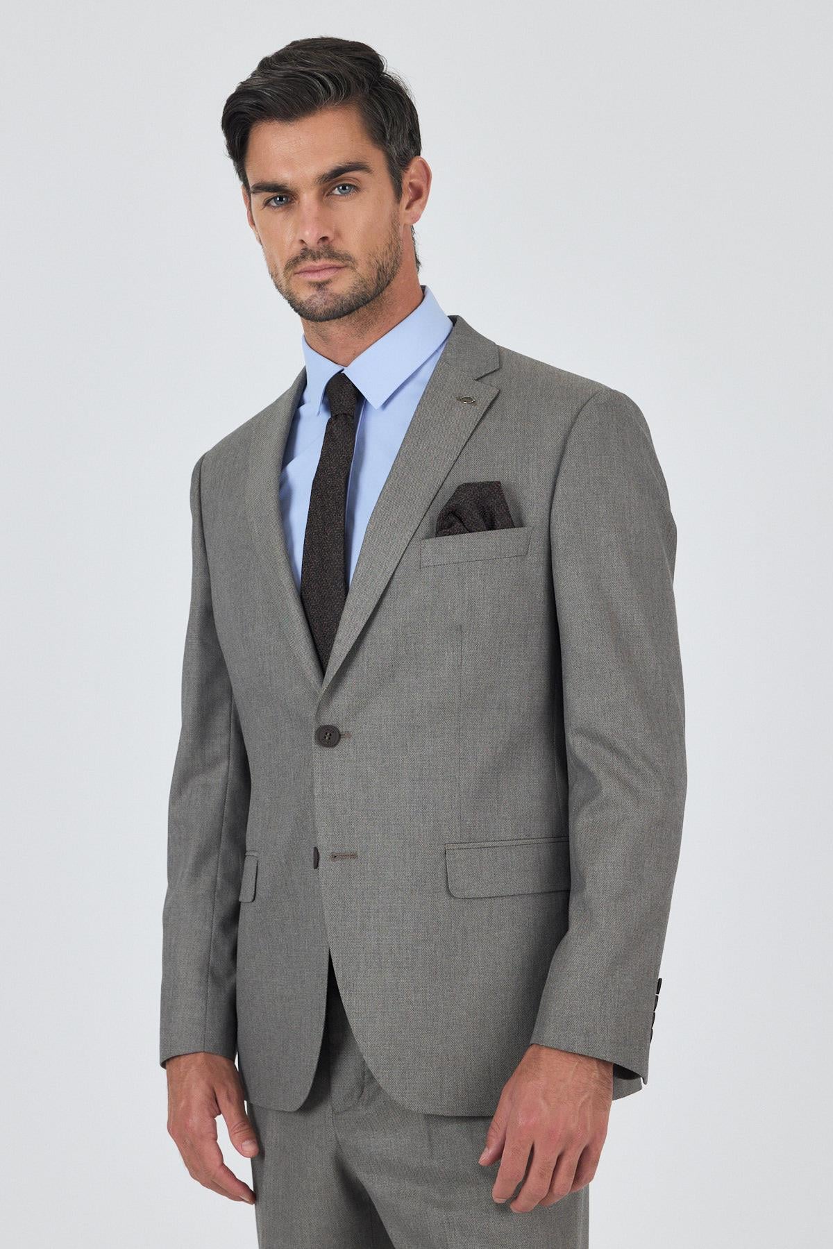 Bej Mono Yaka 6 Drop Comfort Fit Tam Astar Esnek Takım Elbise 1001250152