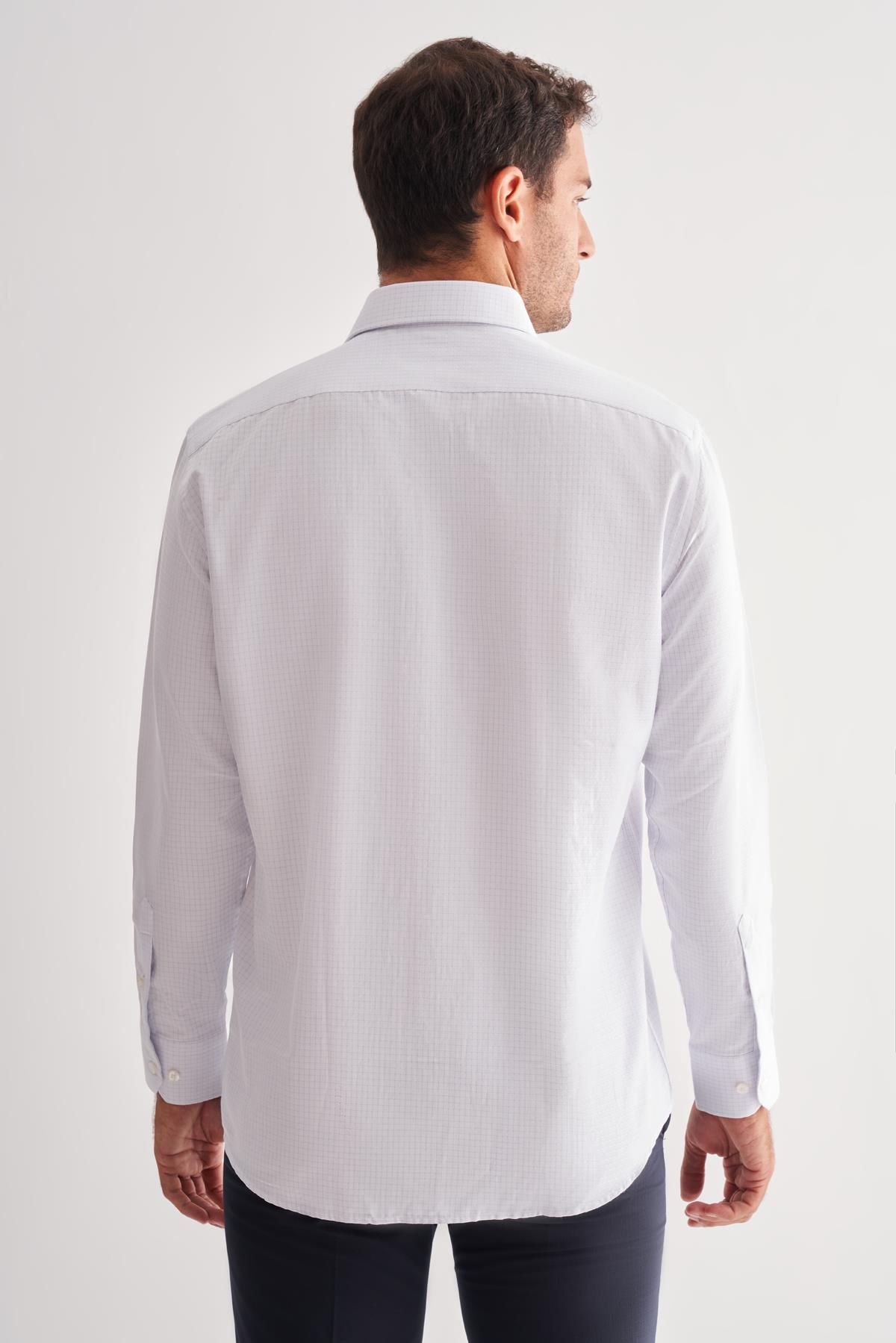 Beyaz Sert Yaka Uzun Kol Cepli Comfort Fit Classic Gömlek 1004255164