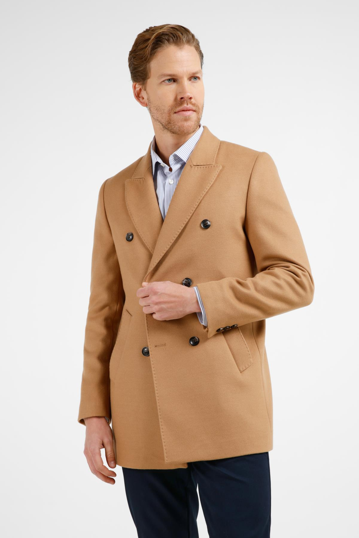 Camel Kılıç Yaka Classic Slim Fit Kruvaze Kaban 1008255102