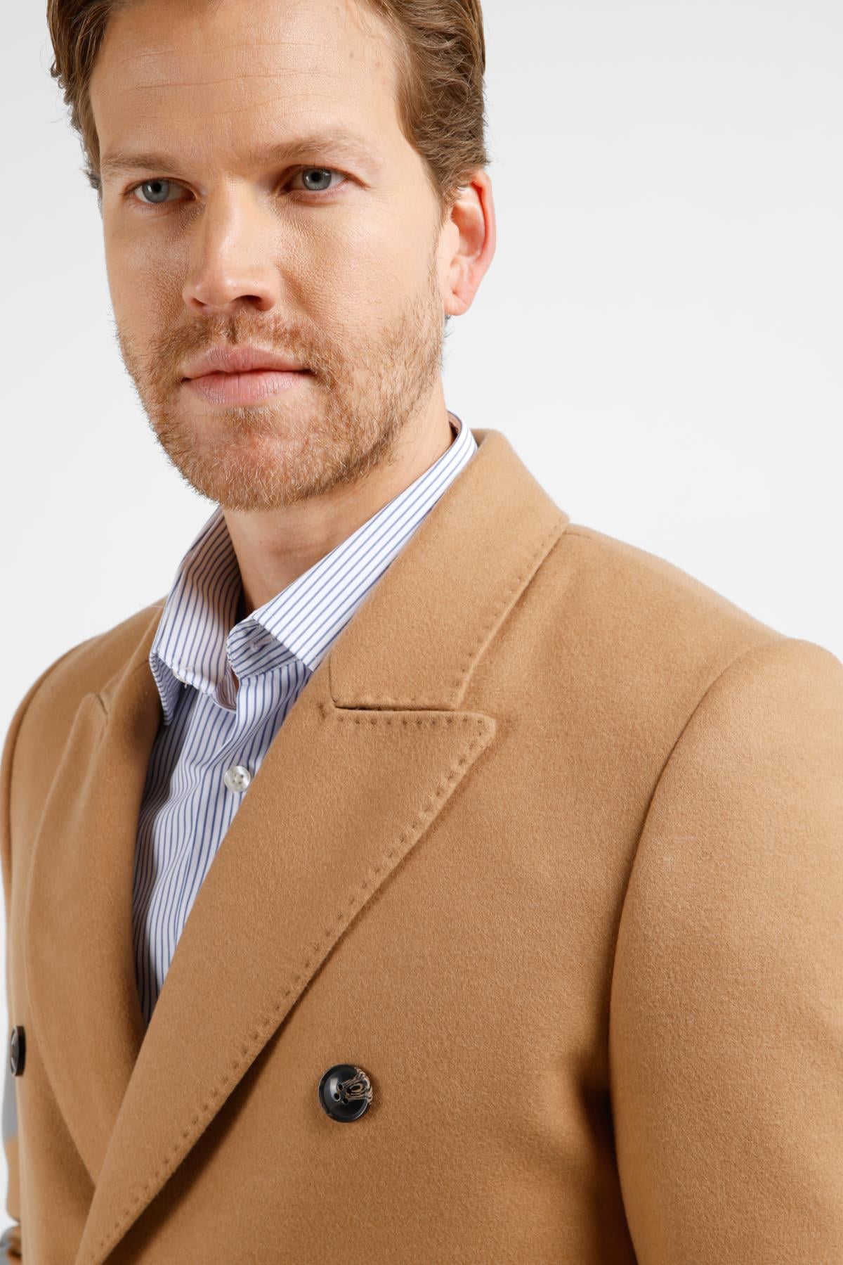 Camel Kılıç Yaka Classic Slim Fit Kruvaze Kaban 1008255102