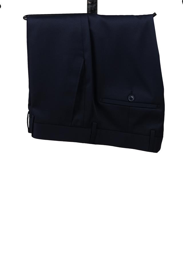 Lacivert Armürlü Mono Yaka Astarlı Yelekli 6 Drop Slim Fit Smokin Damatlık 1001220205
