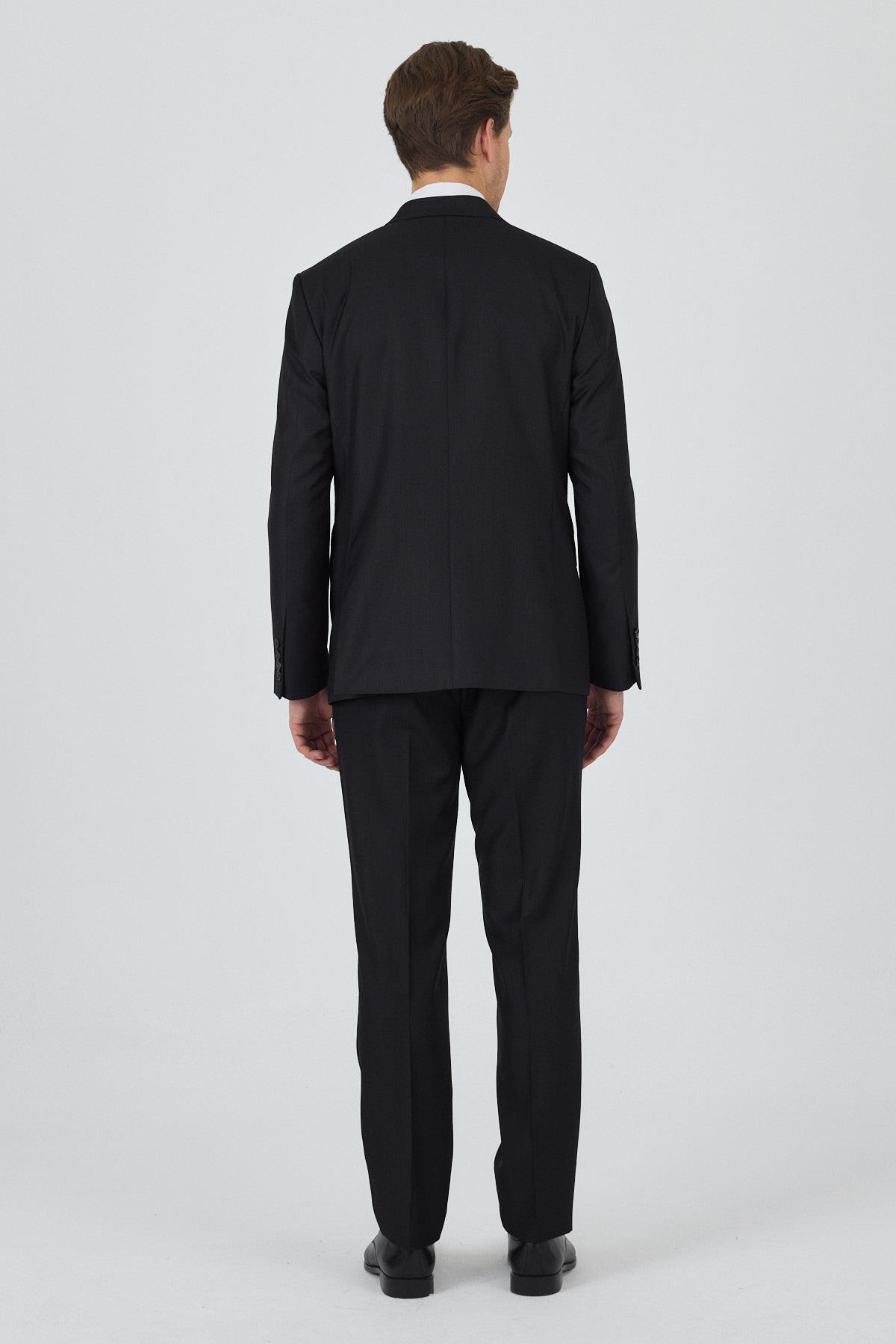 Siyah Mono Yaka 6 Drop Comfort Fit Tam Astar Takım Elbise 1001250170
