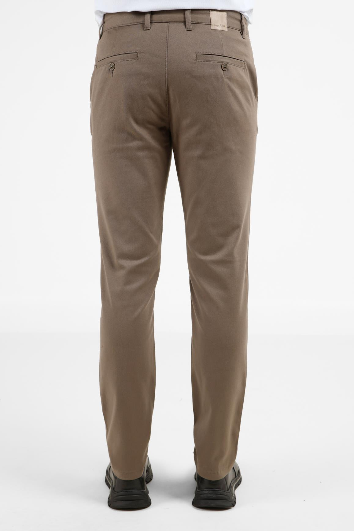 Haki Yan Cep Düz Paça Pamuklu Slim Fit Chino Casual Pantolon 1003255155