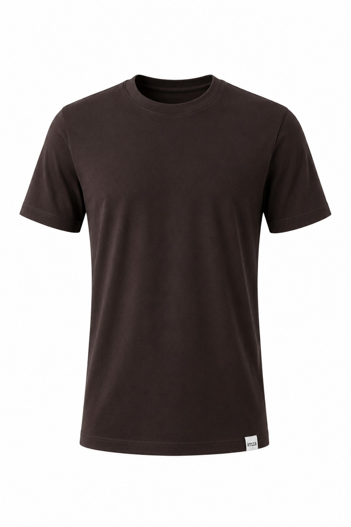 Kahverengi Bisiklet Yaka Kısa Kol Slim Fit Pamuklu Tişört 1011265166