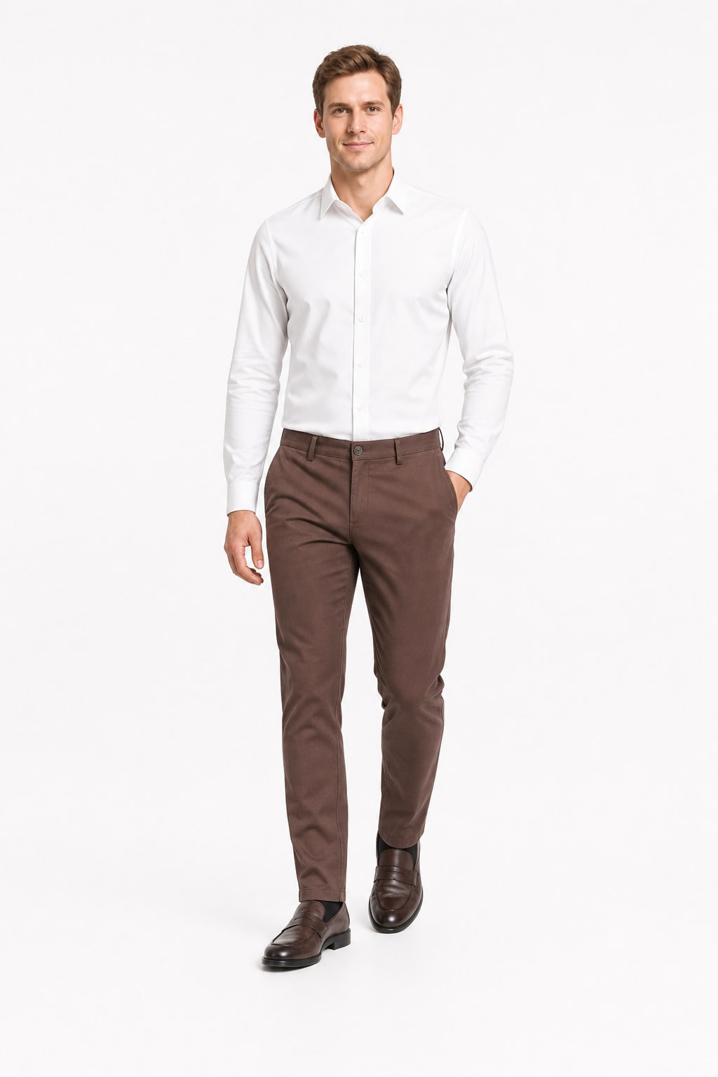 Kahverengi Yan Cep Comfort Fit Pamuklu Chino Pantolon 1003260172