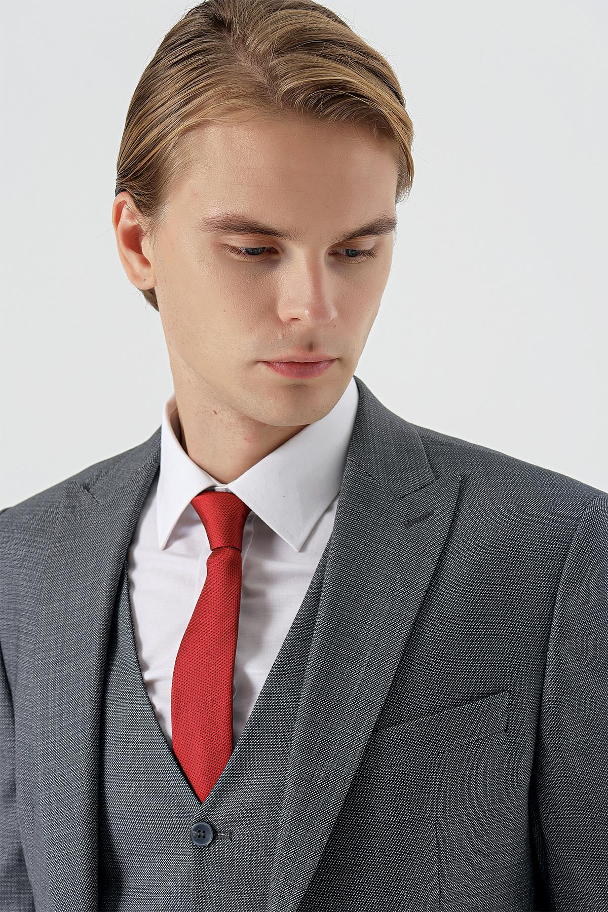 Füme Kırlangıç Yaka Yelekli 6 Drop Slim Fit Tam Astar Takım Elbise 1001235177