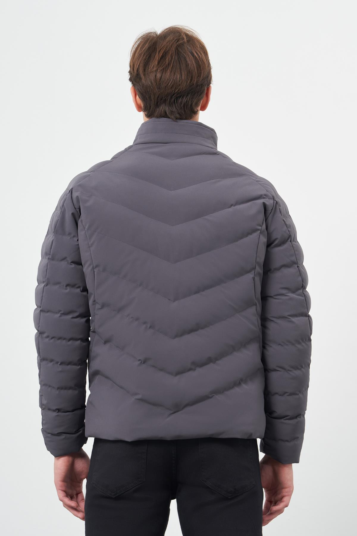 Füme Dolumlu Hakim Yaka Slim Fit Dar Kesim Klasik Mont 1007245153