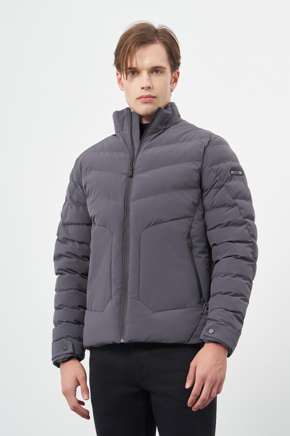 Füme Dolumlu Hakim Yaka Slim Fit Dar Kesim Klasik Mont 1007245153