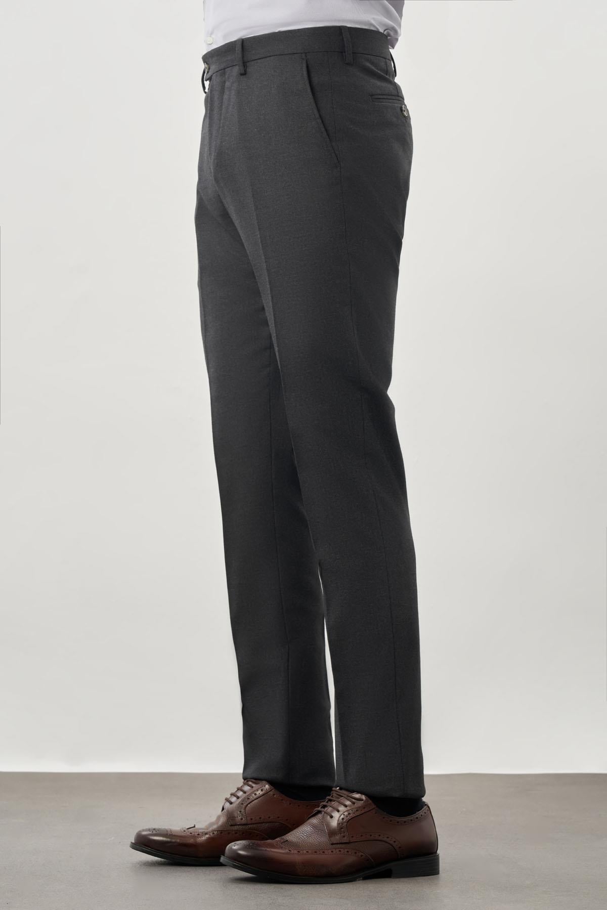 Füme Esnek Yandan Cepli Comfort Fit Classic Pantolon 1003245207