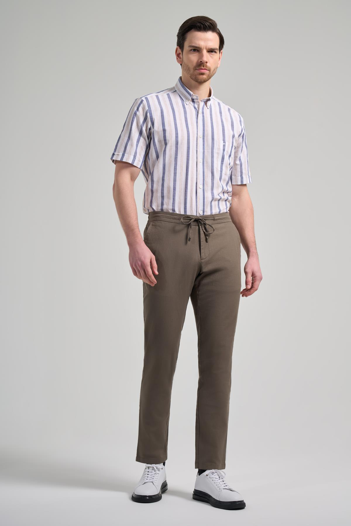 Haki Pamuklu Yandan Cepli Casual Comfort Fit Jogger Pantolon 1003250110