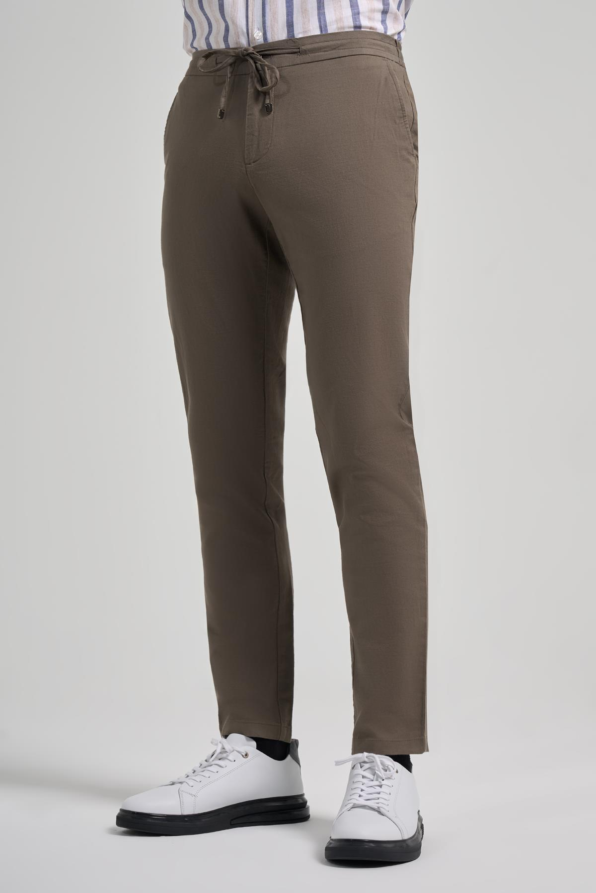 Haki Pamuklu Yandan Cepli Casual Comfort Fit Jogger Pantolon 1003250110