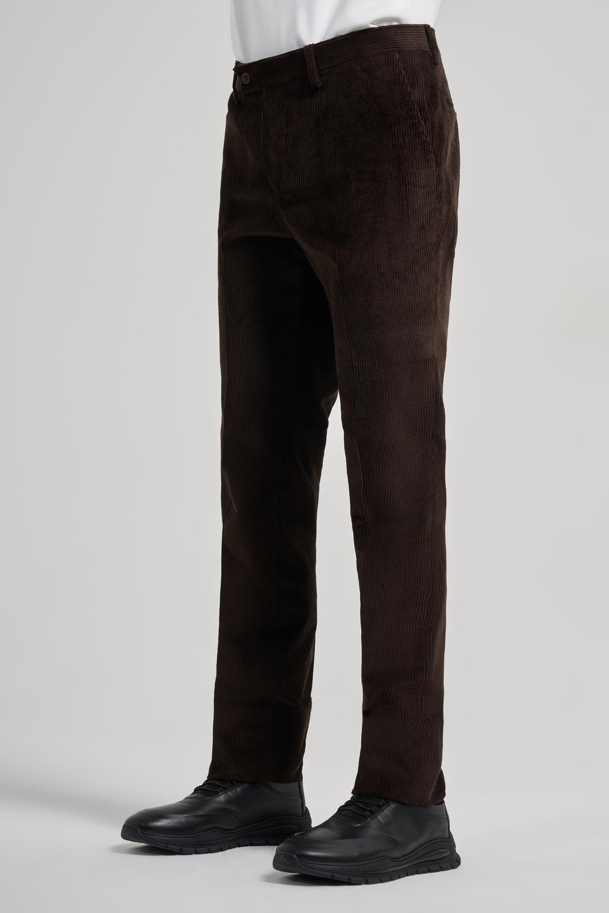 Kahverengi Pamuklu Yandan Cepli Comfort Fit Classic Pantolon 1003245160