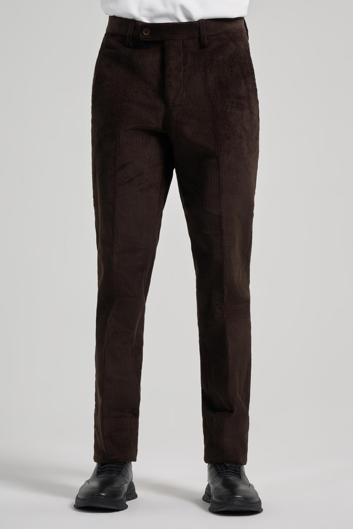Kahverengi Pamuklu Yandan Cepli Comfort Fit Classic Pantolon 1003245160