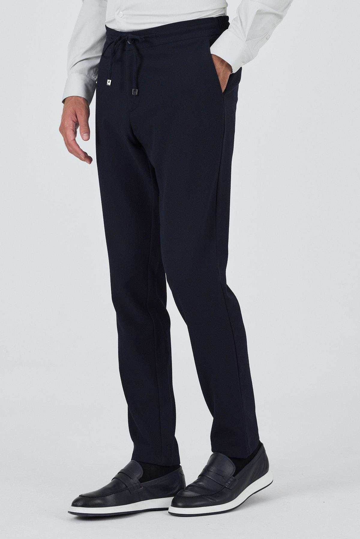 Lacivert Esnek Lastikli Yandan Cepli Casual Comfort Fit Jogger Pantolon 1003250210