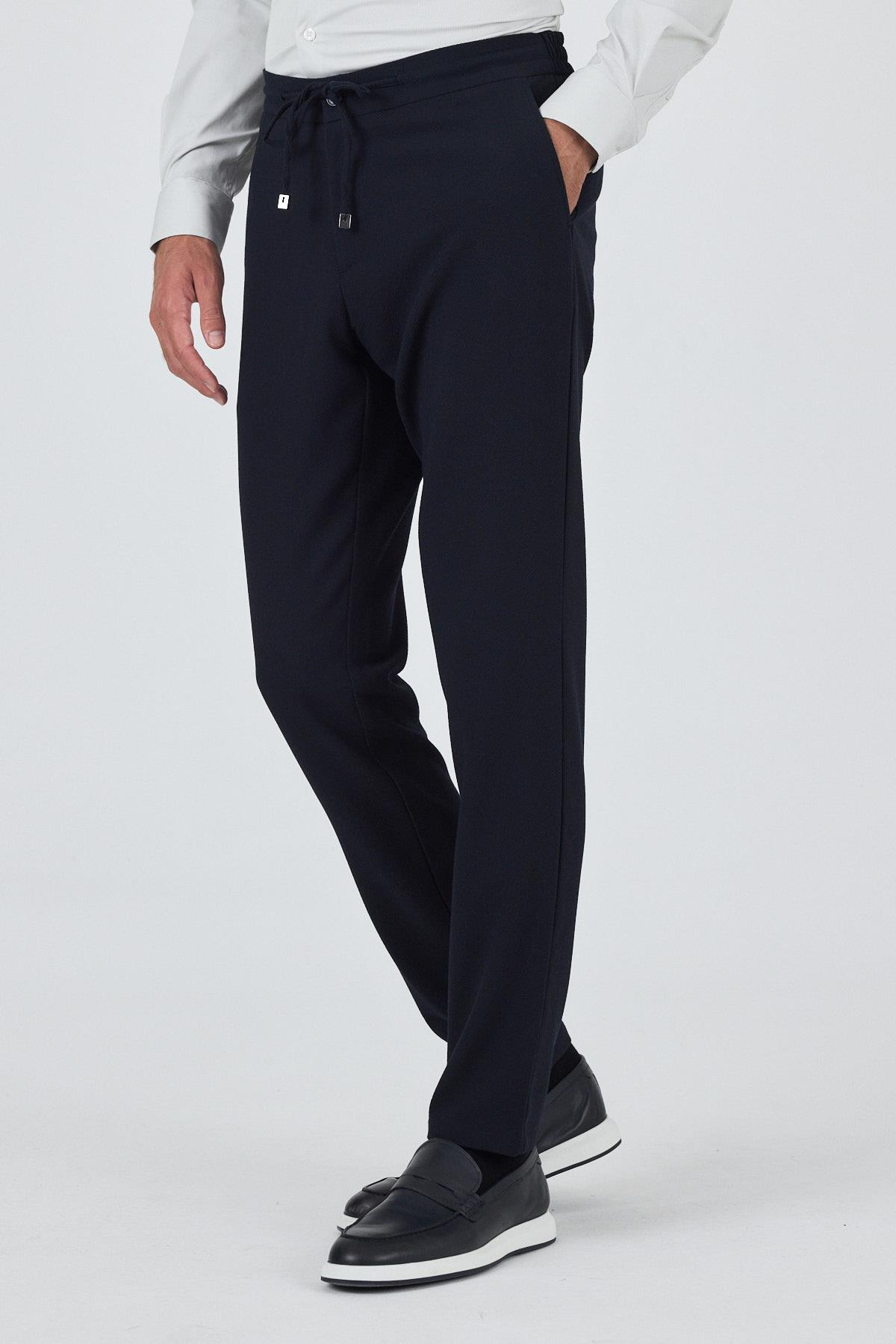 Lacivert Esnek Lastikli Yandan Cepli Casual Comfort Fit Jogger Pantolon 1003250210