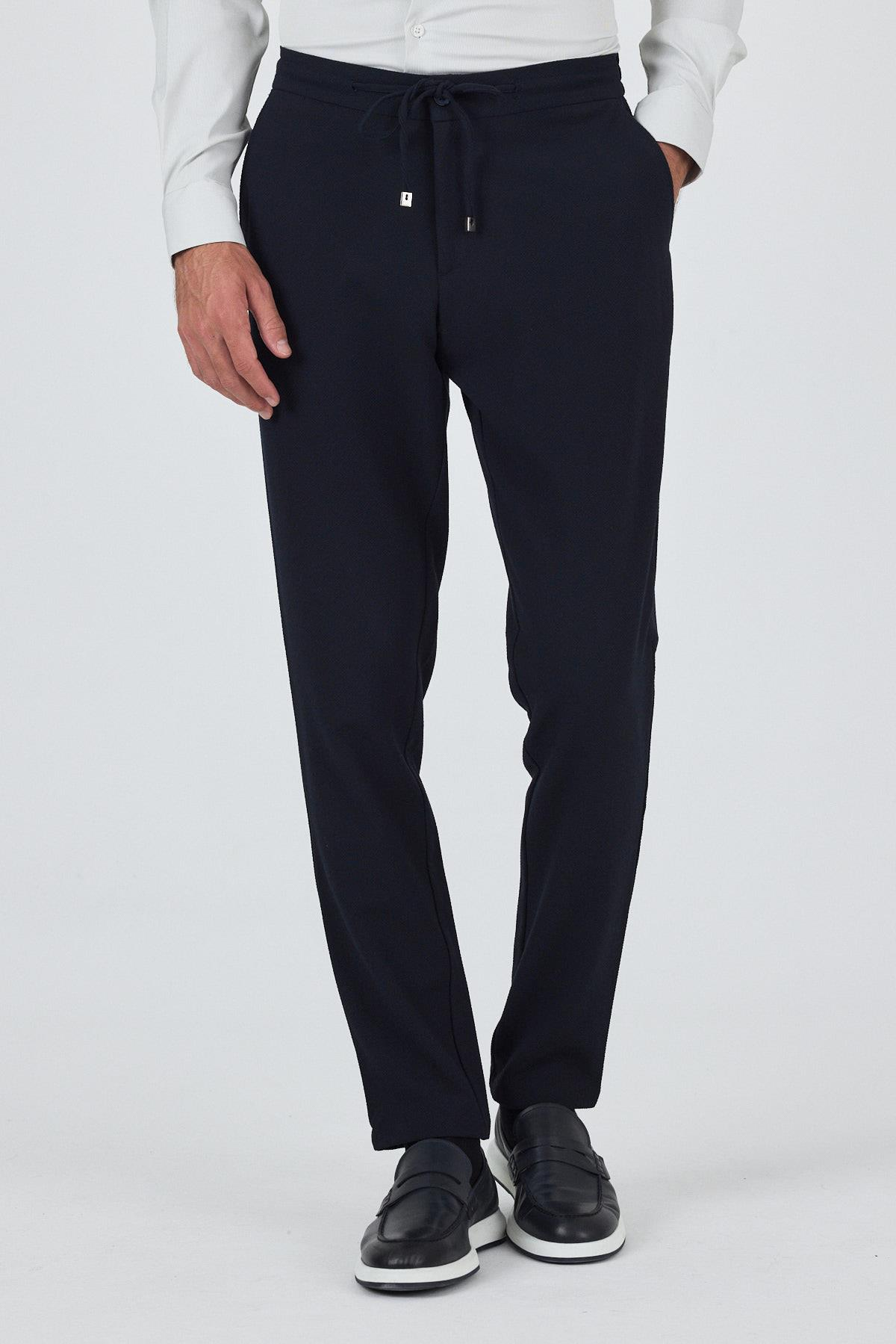 Lacivert Esnek Lastikli Yandan Cepli Casual Comfort Fit Jogger Pantolon 1003250210