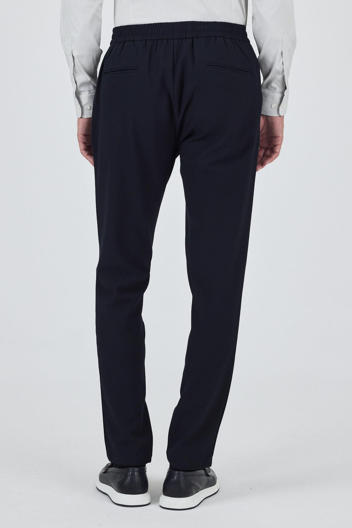 Lacivert Esnek Lastikli Yandan Cepli Casual Comfort Fit Jogger Pantolon 1003250210