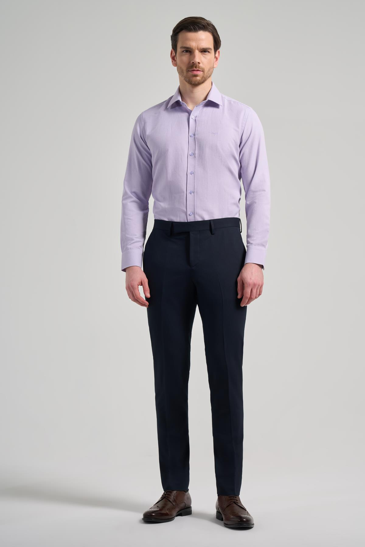 Lacivert Esnek Yandan Cepli Slim Fit Classic Pantolon 1003250106