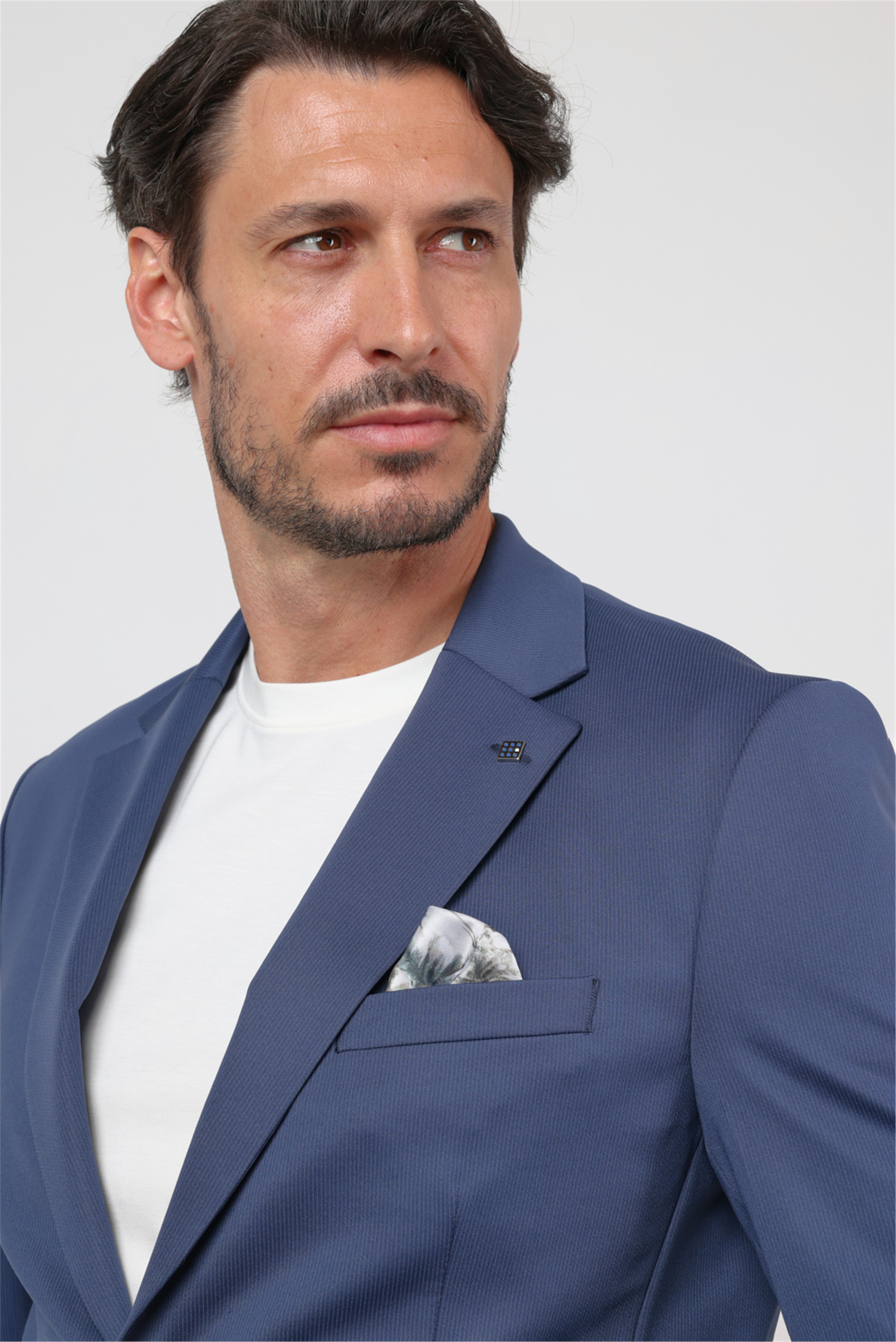 Lacivert Mono Yaka 6 Drop Slim Fit Esnek Beli Lastikli Takım Elbise 1001260165