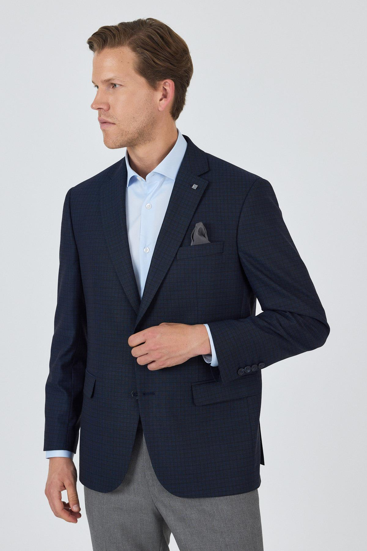 Lacivert Mono Yaka Bez Ayağı Tam Astar Esnek 4 Drop Comfort Fit Classic Ceket 1002250157