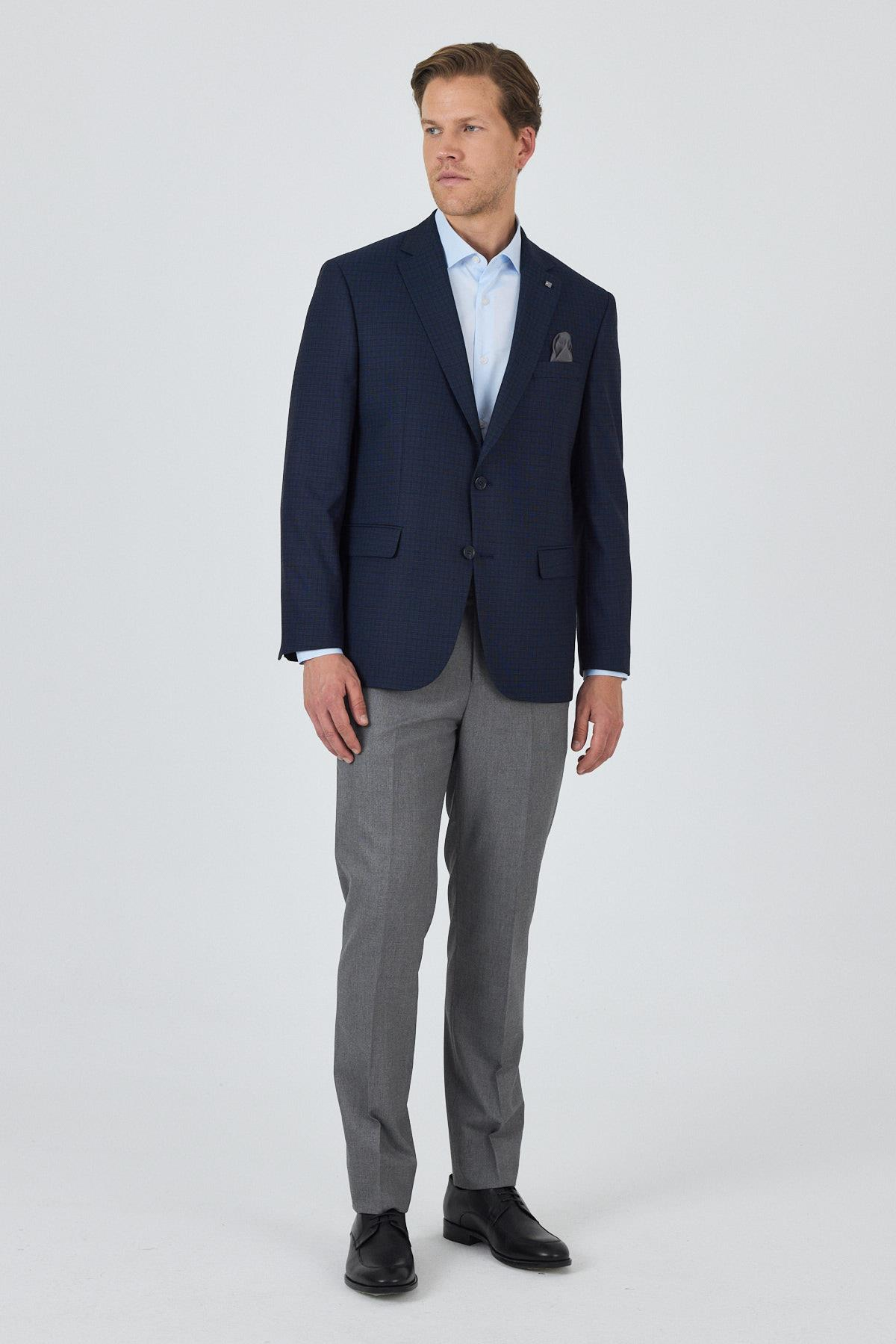 Lacivert Mono Yaka Bez Ayağı Tam Astar Esnek 4 Drop Comfort Fit Classic Ceket 1002250157