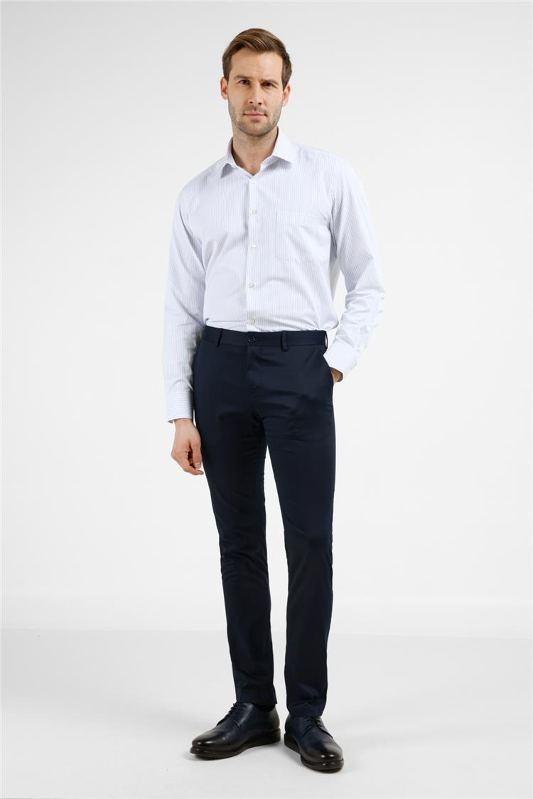 Lacivert Yan Cep Casual Slim Fit Pamuklu Chino Pantolon 1003255172