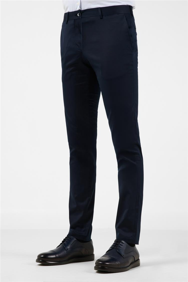 Lacivert Yan Cep Casual Slim Fit Pamuklu Chino Pantolon 1003255172
