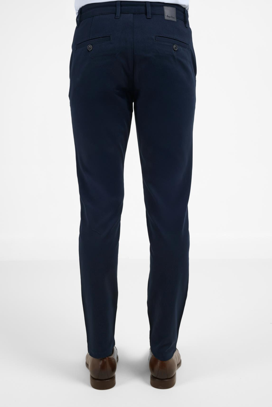 Lacivert Yan Cep Düz Paça Pamuklu Slim Fit Chino Casual Pantolon 1003255155