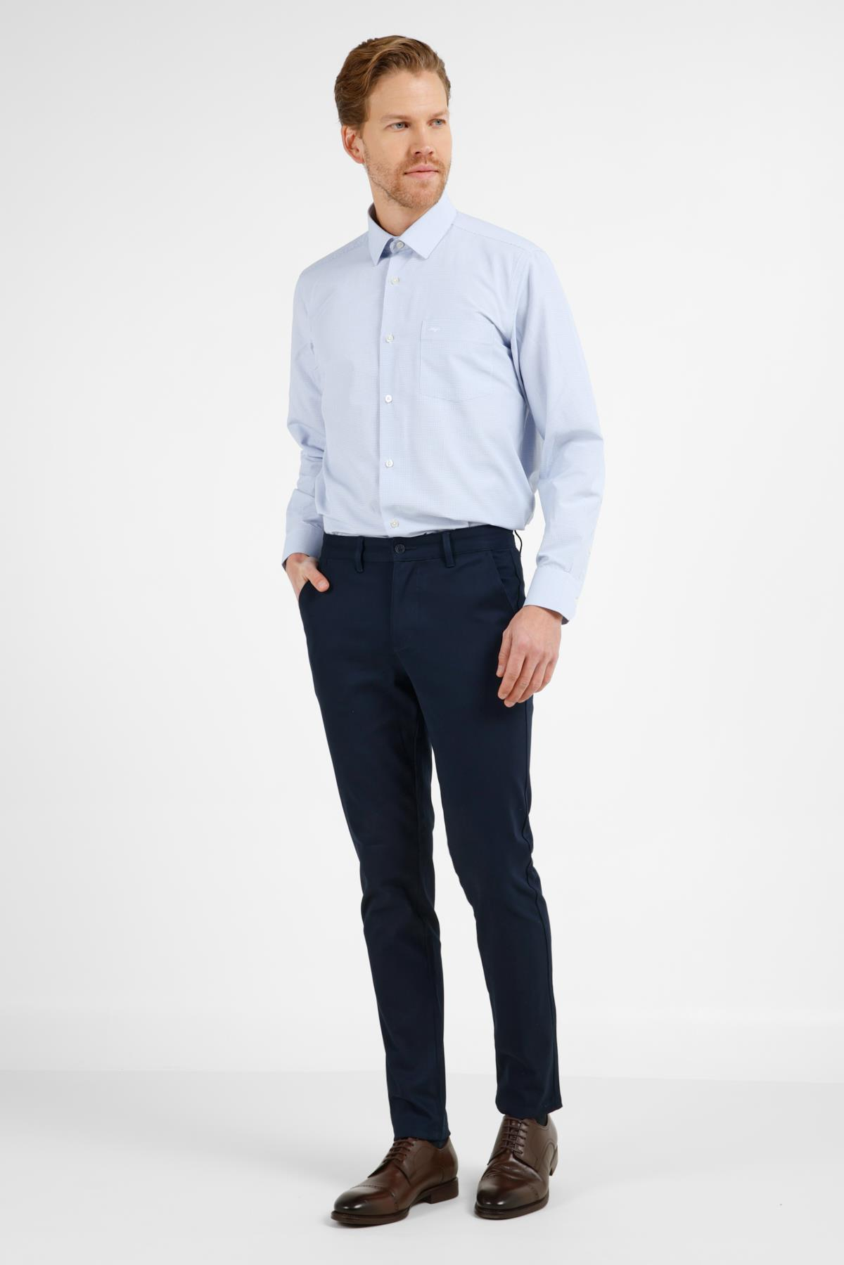Lacivert Yan Cep Düz Paça Pamuklu Slim Fit Chino Casual Pantolon 1003255155
