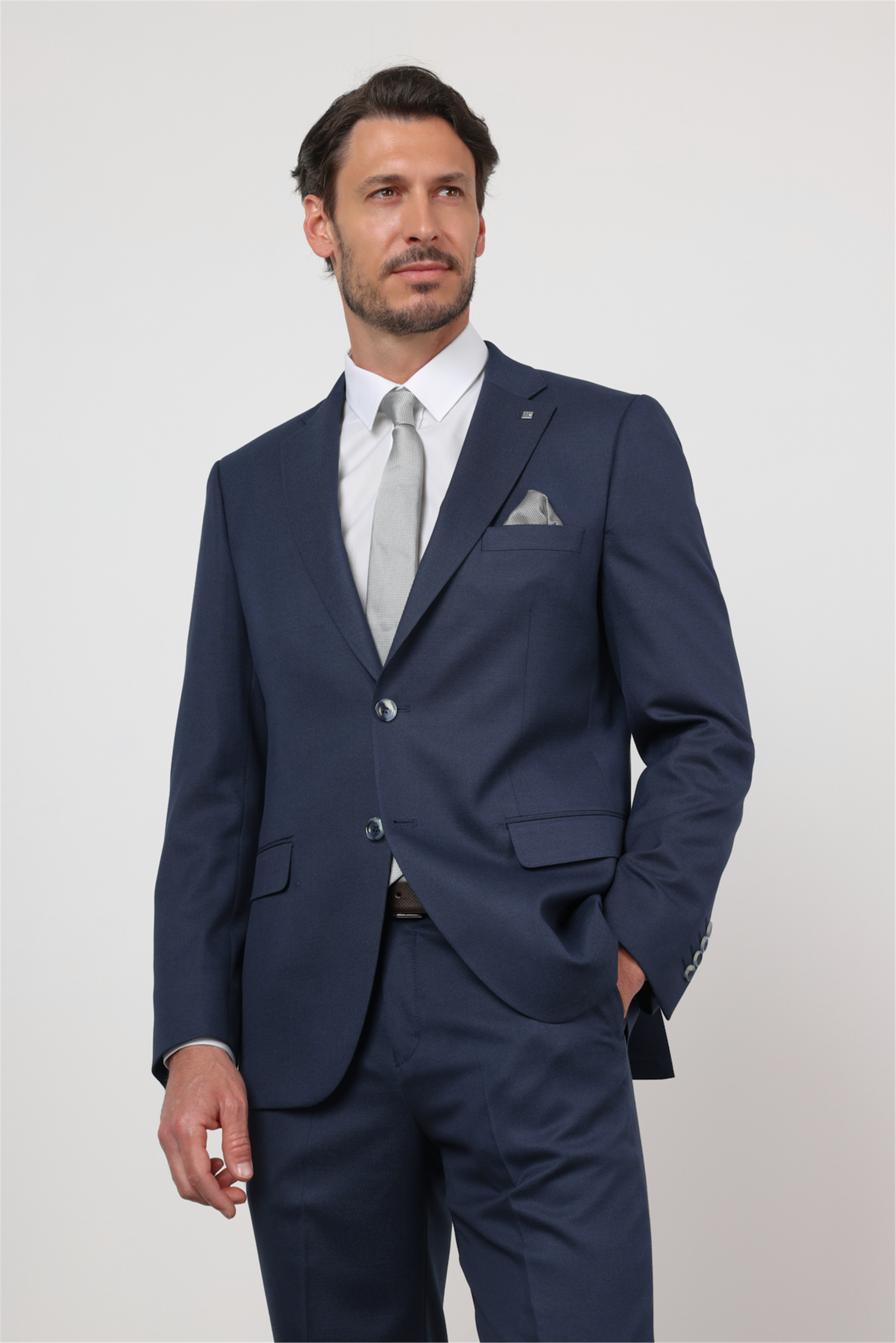 Lacivert Mono Yaka 6 Drop Comfort Fit Tam Astar Esnek Takım Elbise 1001260167