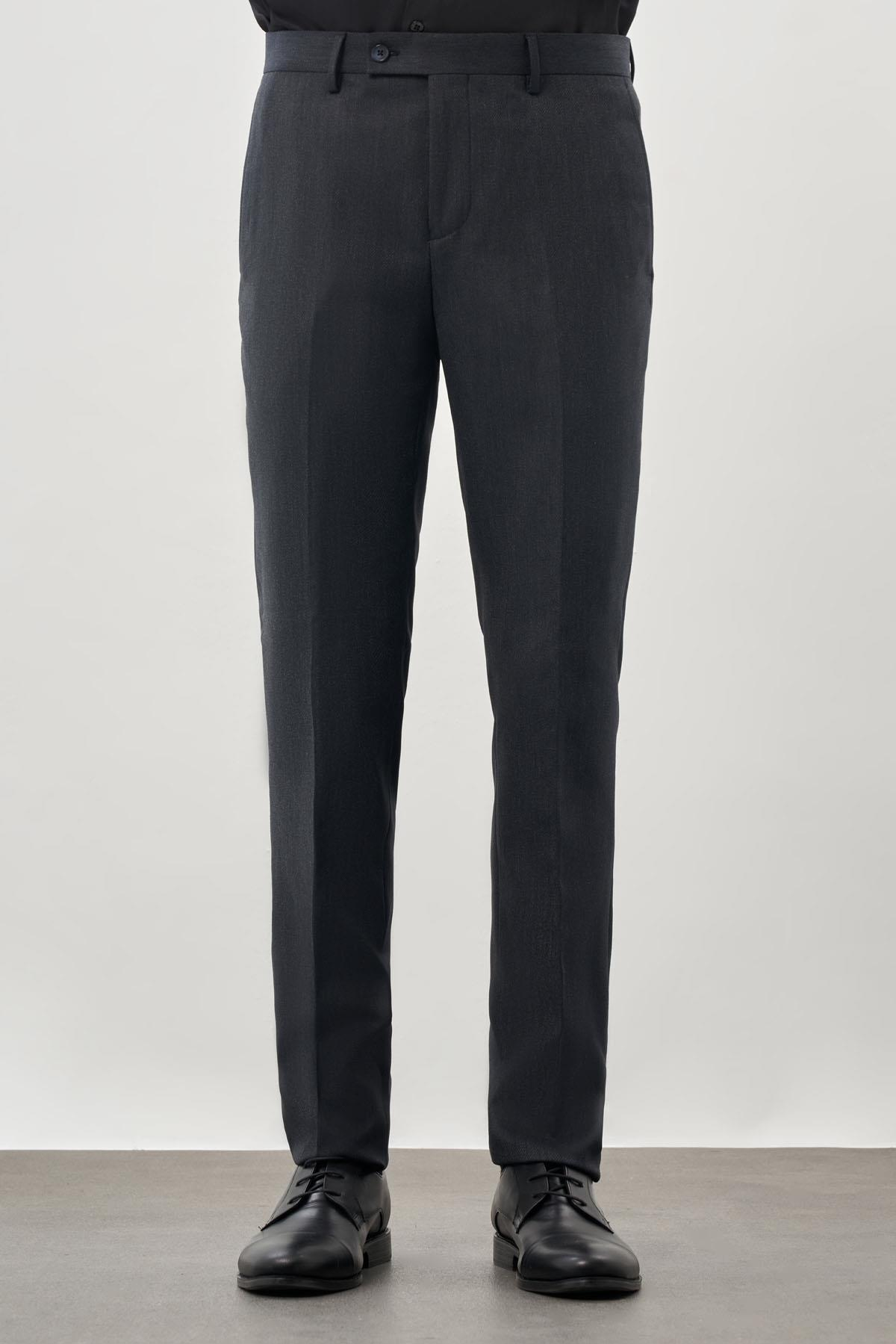 Lacivert Esnek Yandan Cepli Slim Fit Classic Pantolon 1003245209