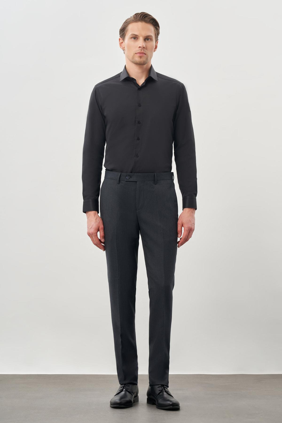 Lacivert Esnek Yandan Cepli Slim Fit Classic Pantolon 1003245209